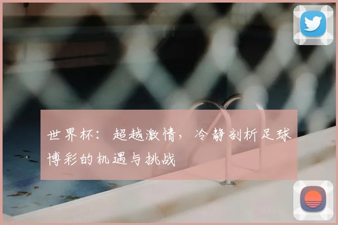 世界杯:超越激情,冷静剖析足球博彩的机遇与挑战